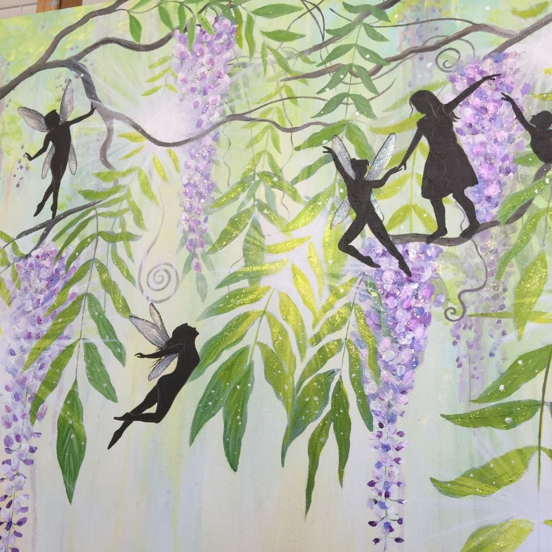 Play with Fairies Original Canvas Painting- 24"X24"