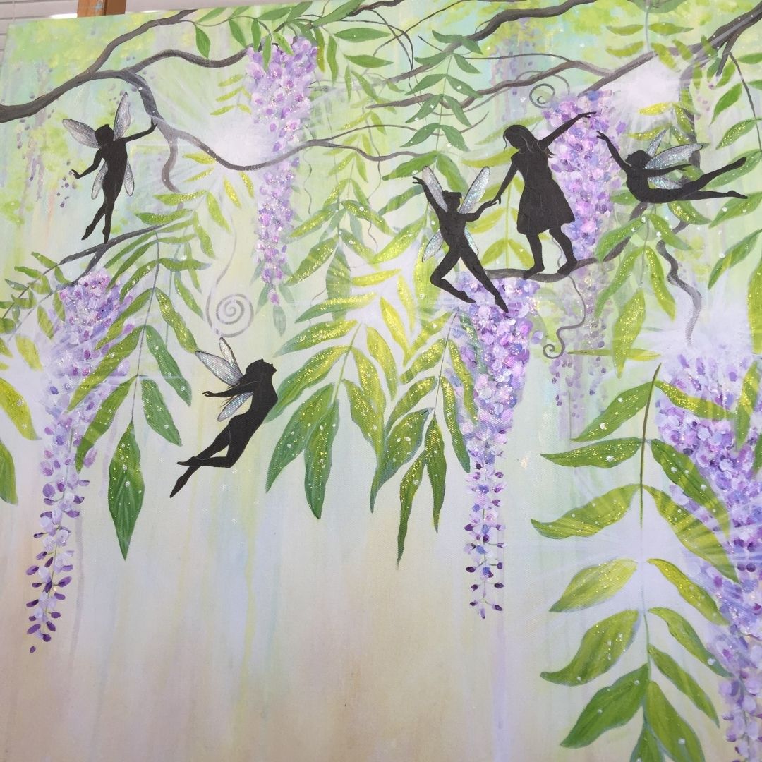 Play with Fairies Original Canvas Painting- 24"X24"