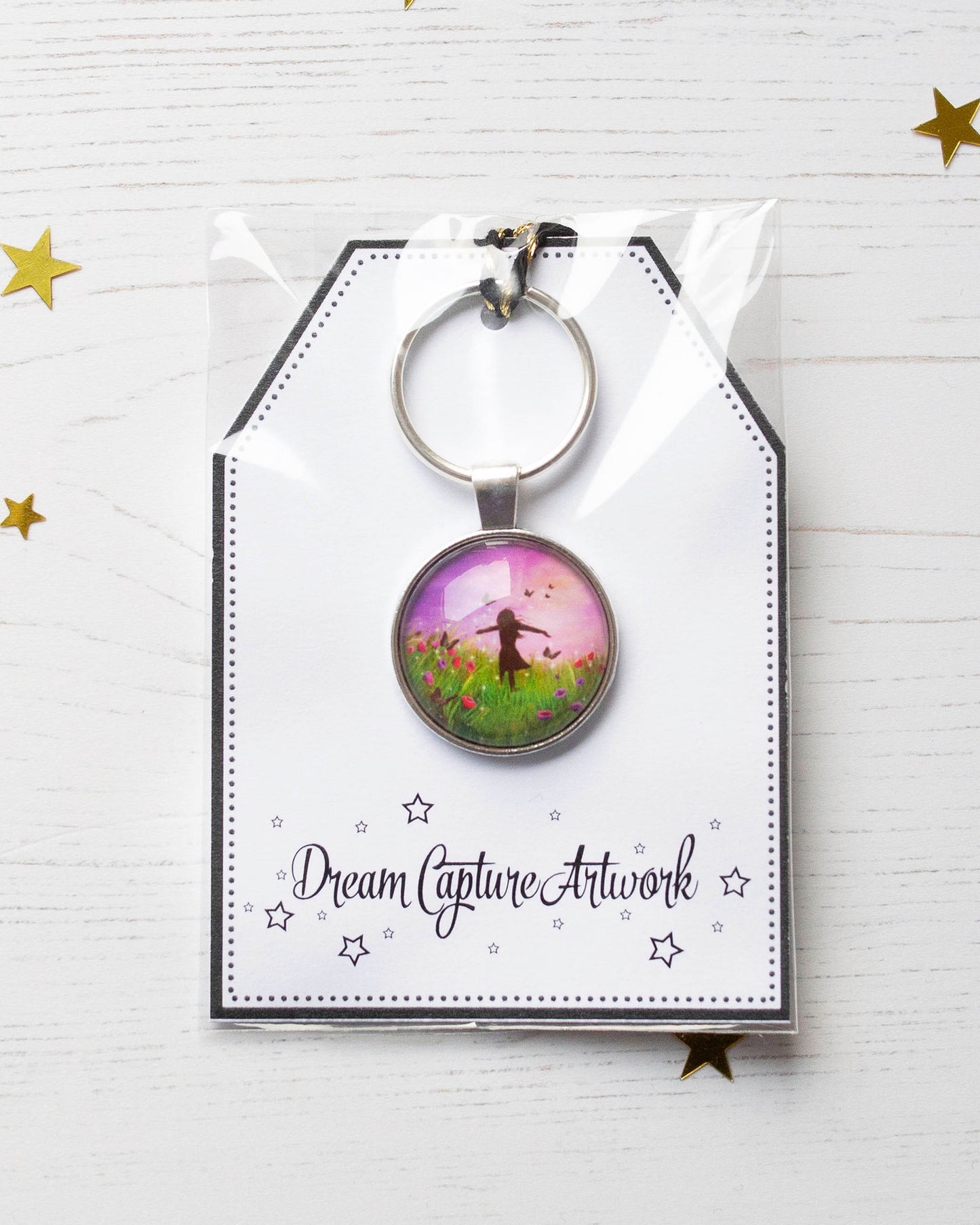 Be Free Glass Pendant Keyring