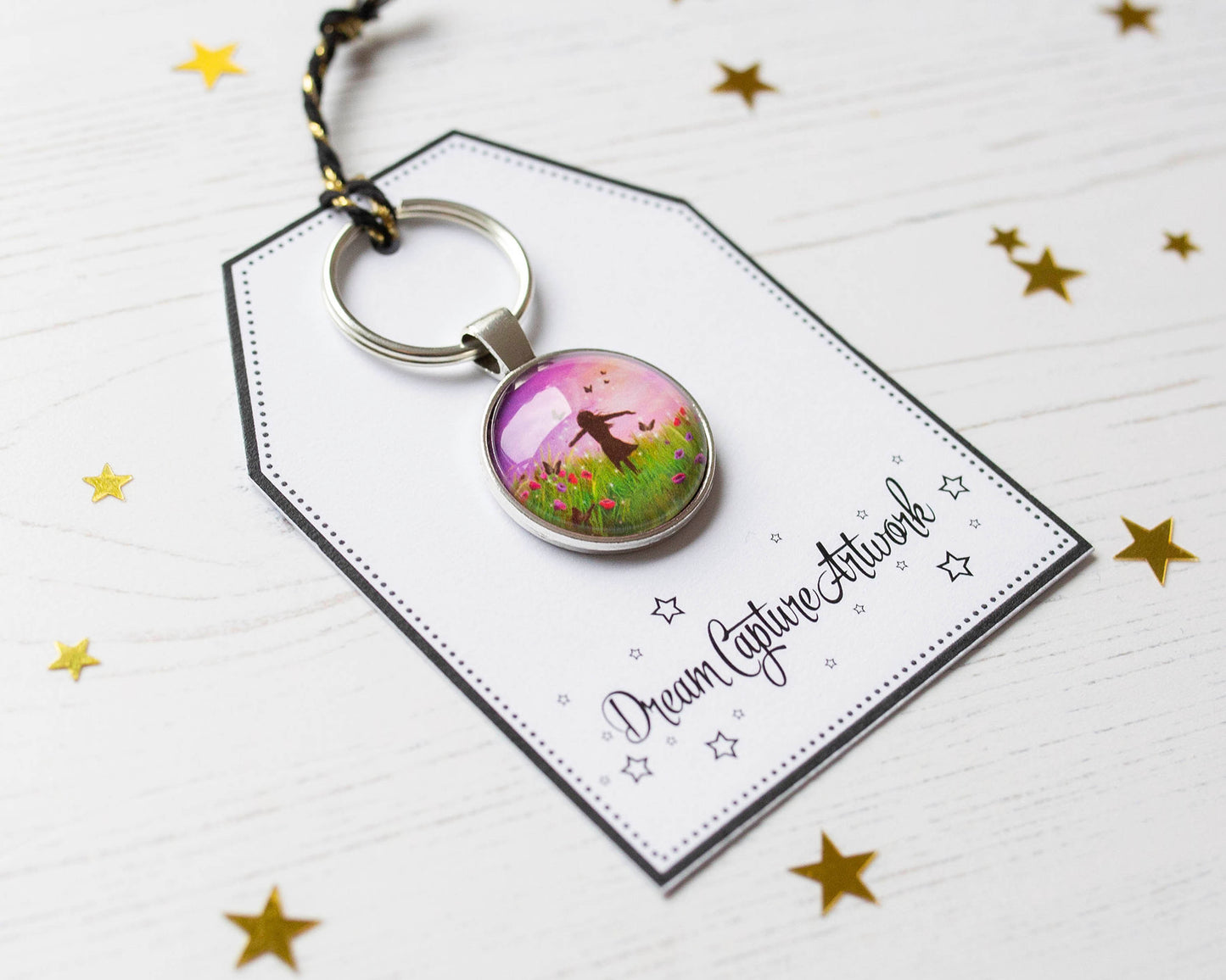 Be Free Glass Pendant Keyring