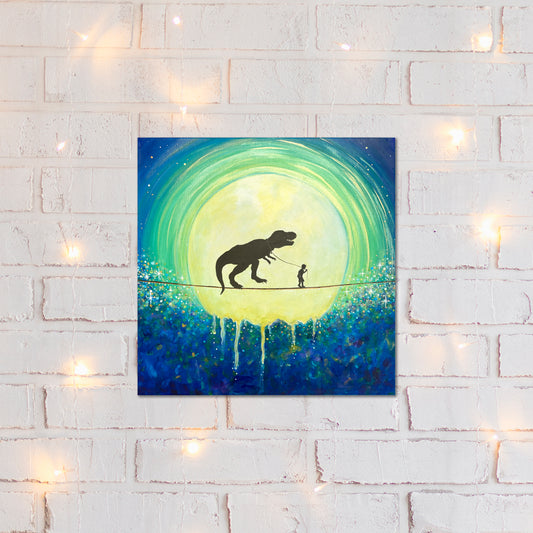 Rex and Me Original Canvas Painting- 12"X12"