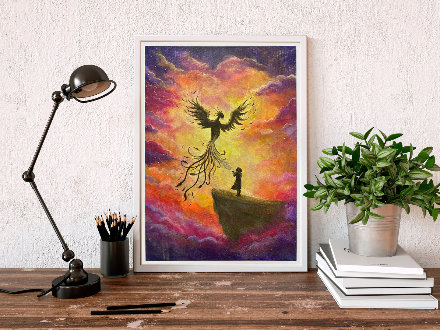 Little Phoenix A3 Hand Embellished Print