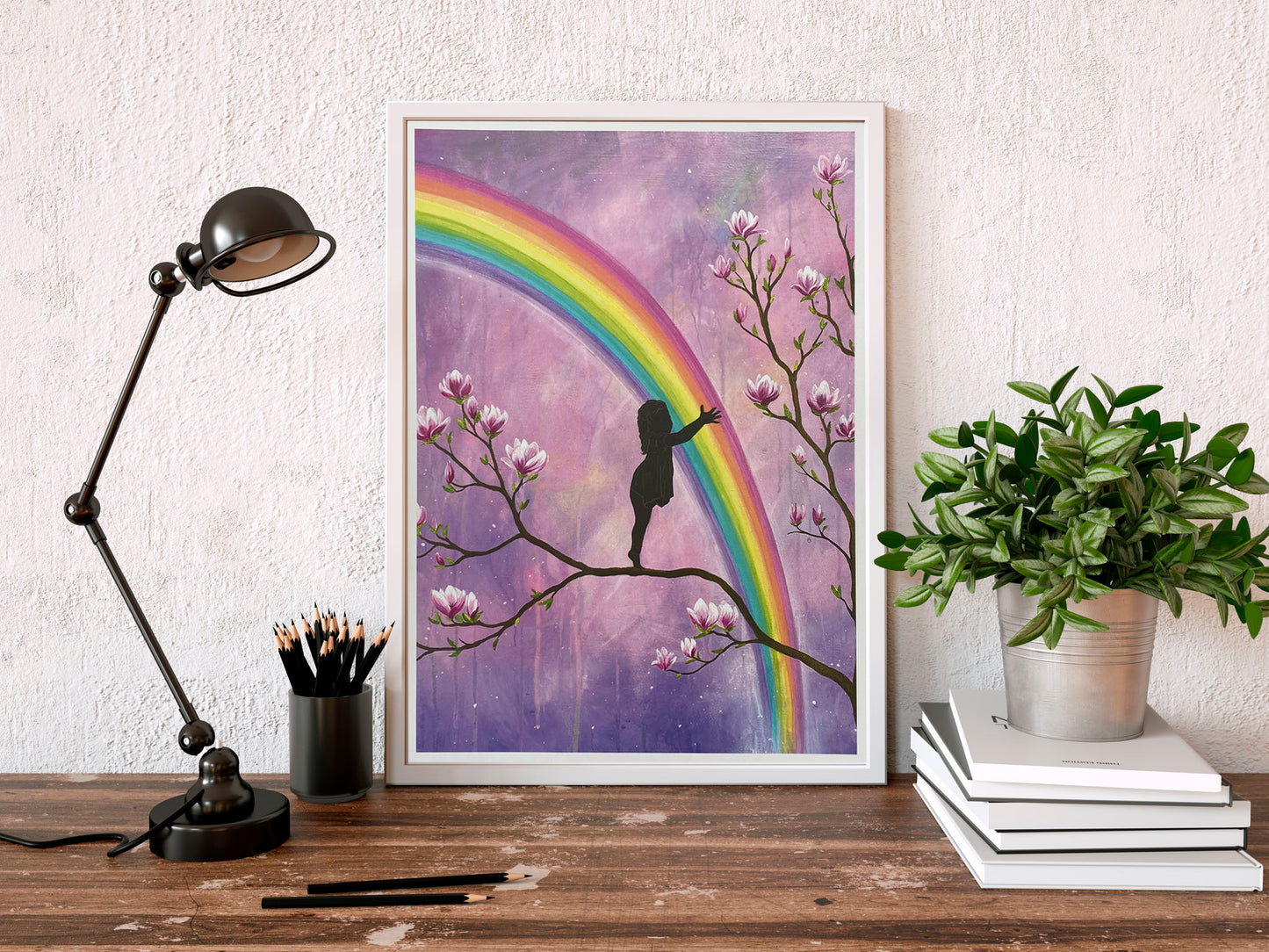 Rainbow Hugs A3 Hand Embellished Print