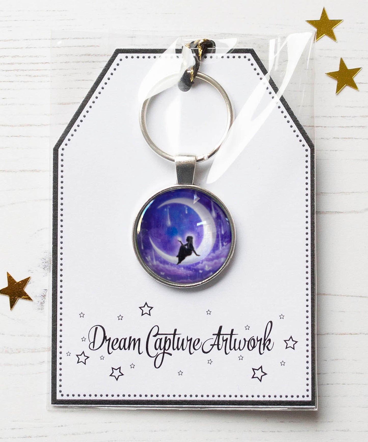 Dream Believer Glass Pendant Keyring