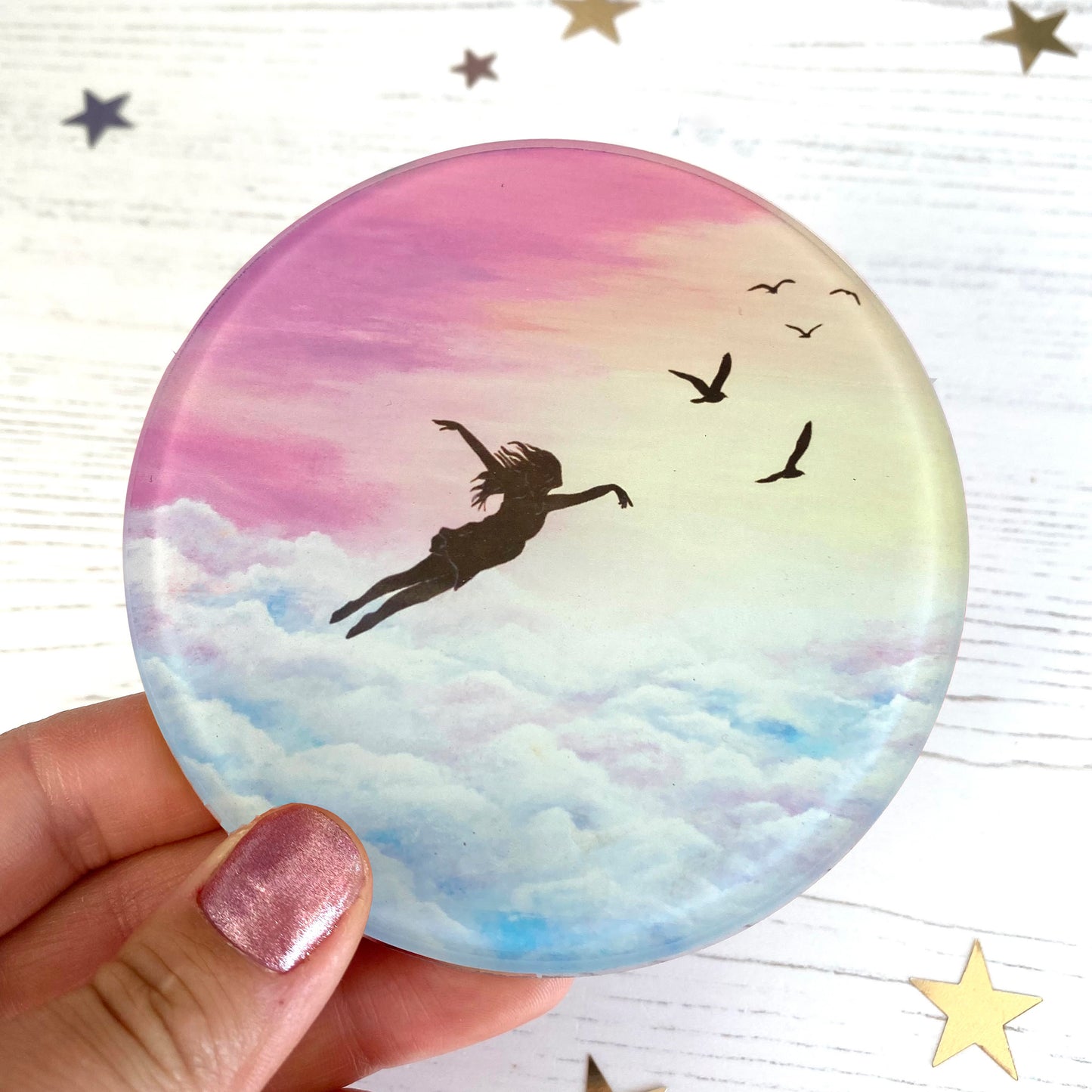 Let go and fly Glass coaster