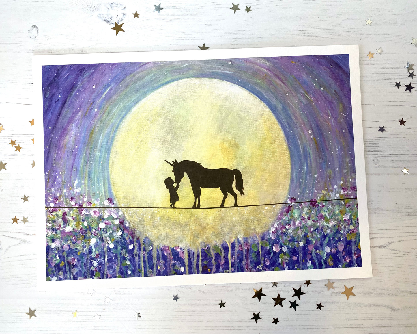 Kiss Unicorns A3 Hand Embellished Print