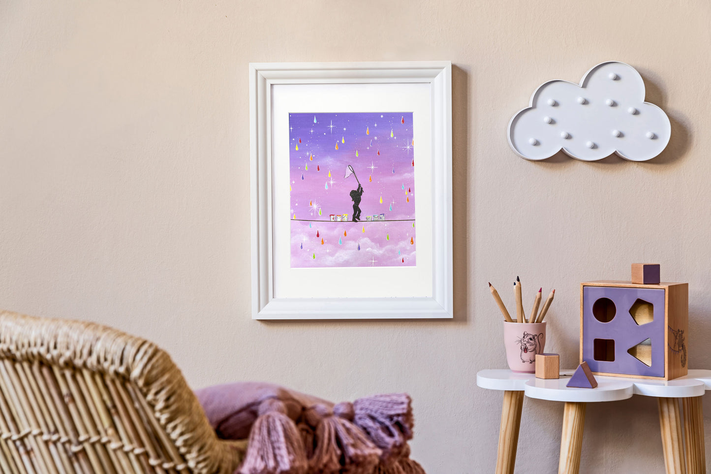 Rainbow Drops Mounted Print