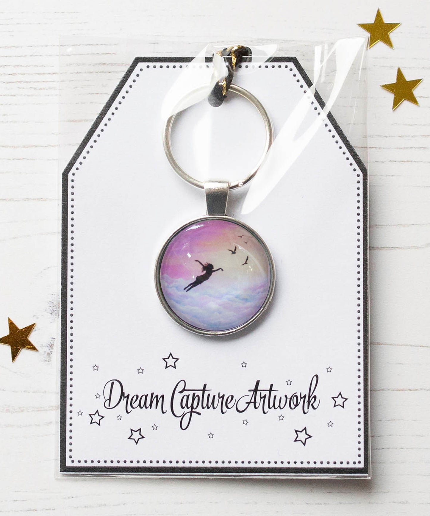 Let go and Fly Glass Pendant Keyring