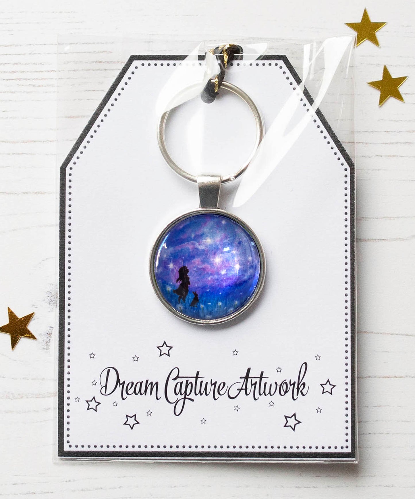 Make a Wish Glass Pendant Keyring