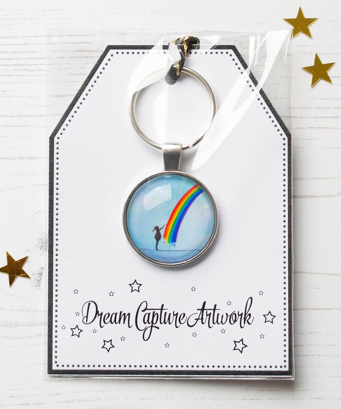 Little Rainbow Maker Glass Pendant Keyring