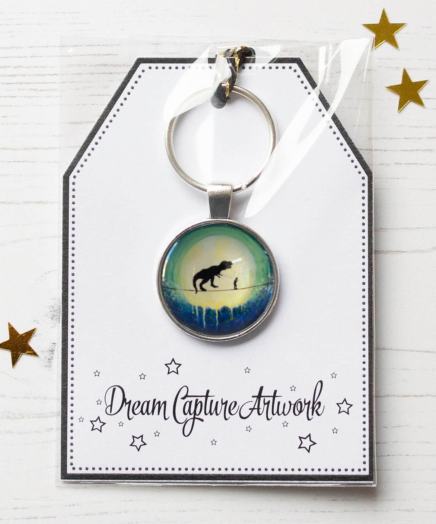 Rex and Me Glass Pendant Keyring