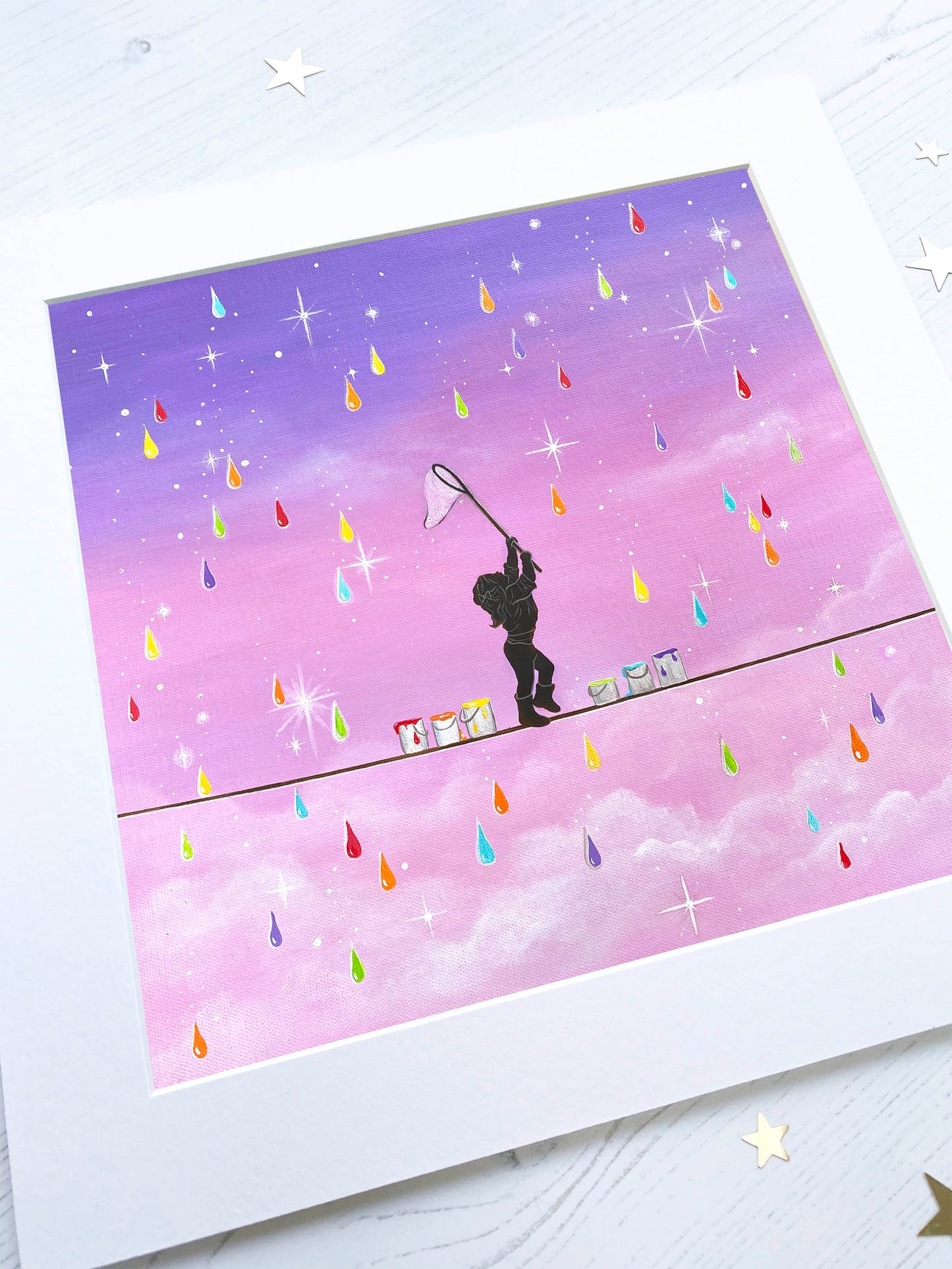 Rainbow Drops Mounted Print