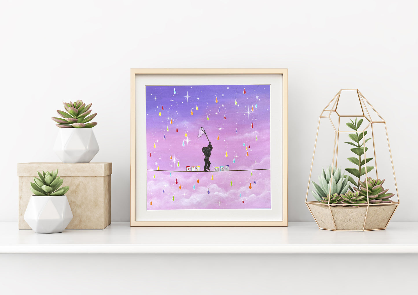 Rainbow Drops Mounted Print