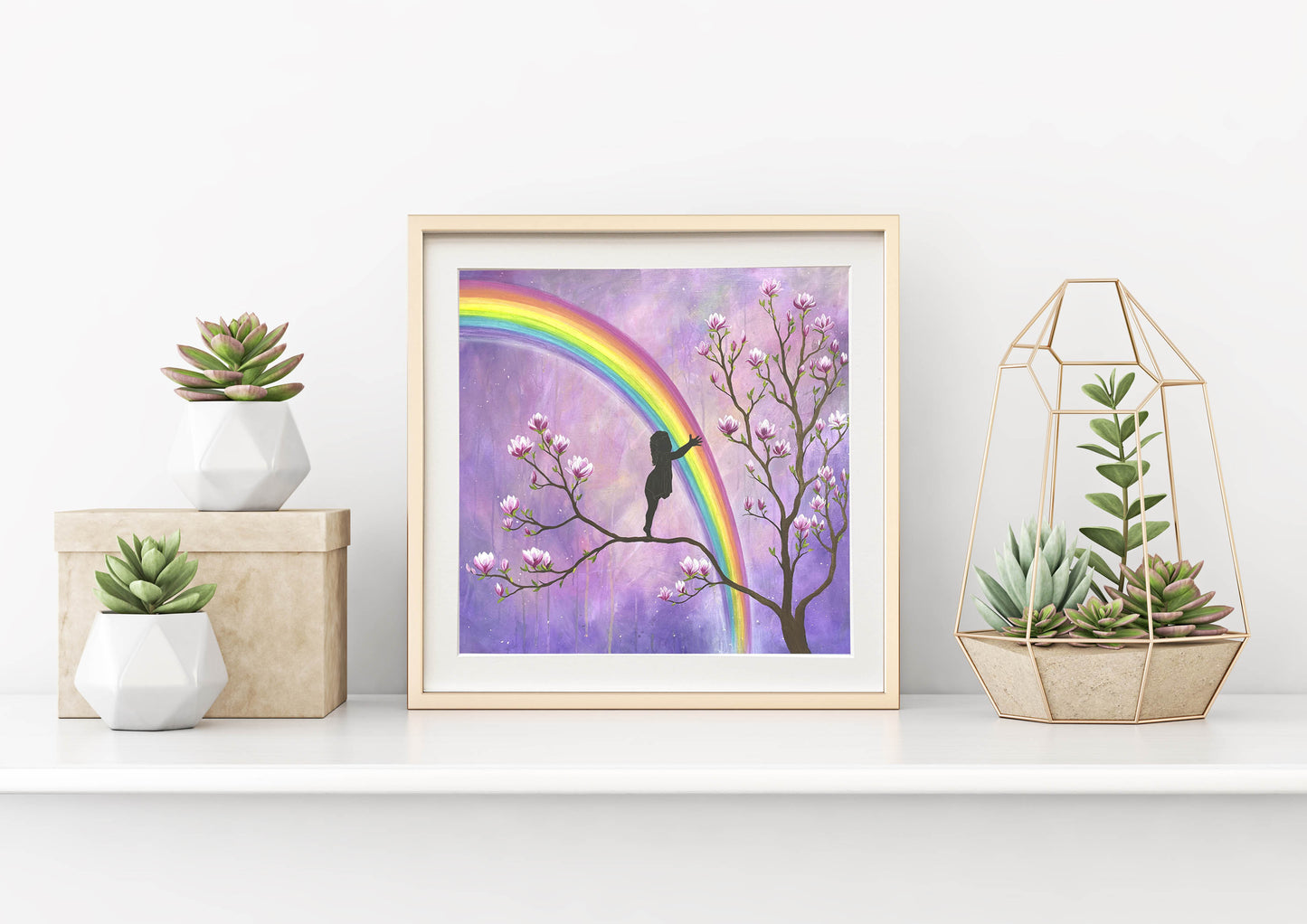 Rainbow Hugs Mounted Print