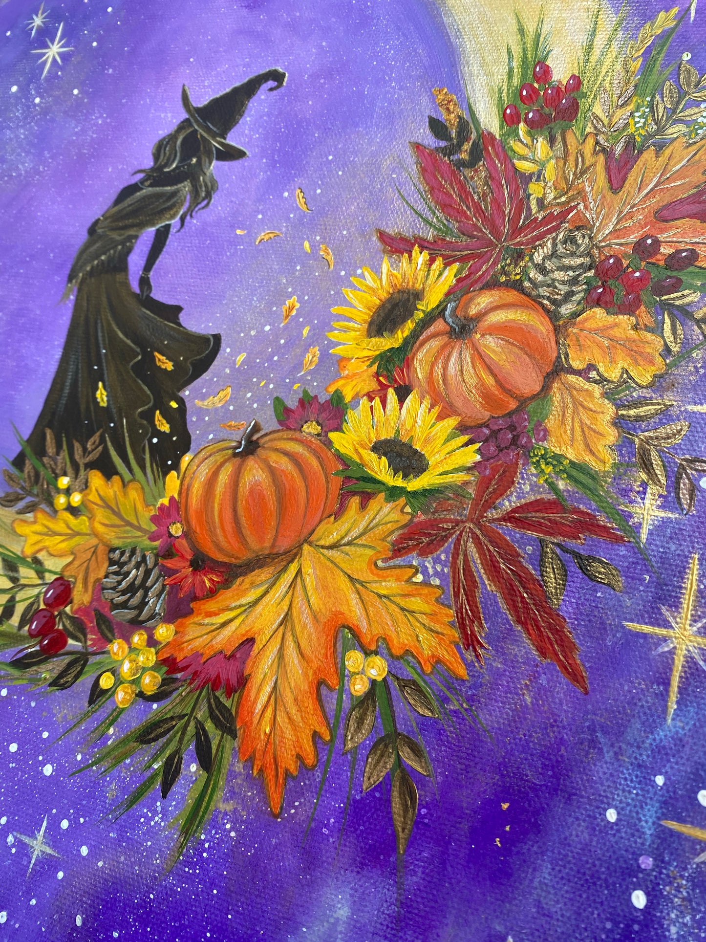 Autumn Witch Original Canvas Painting 16”x20”