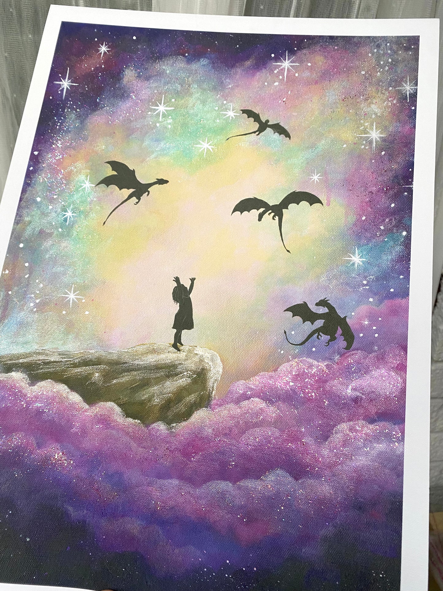 Little Dragon Caller A3 Hand Embellished Print