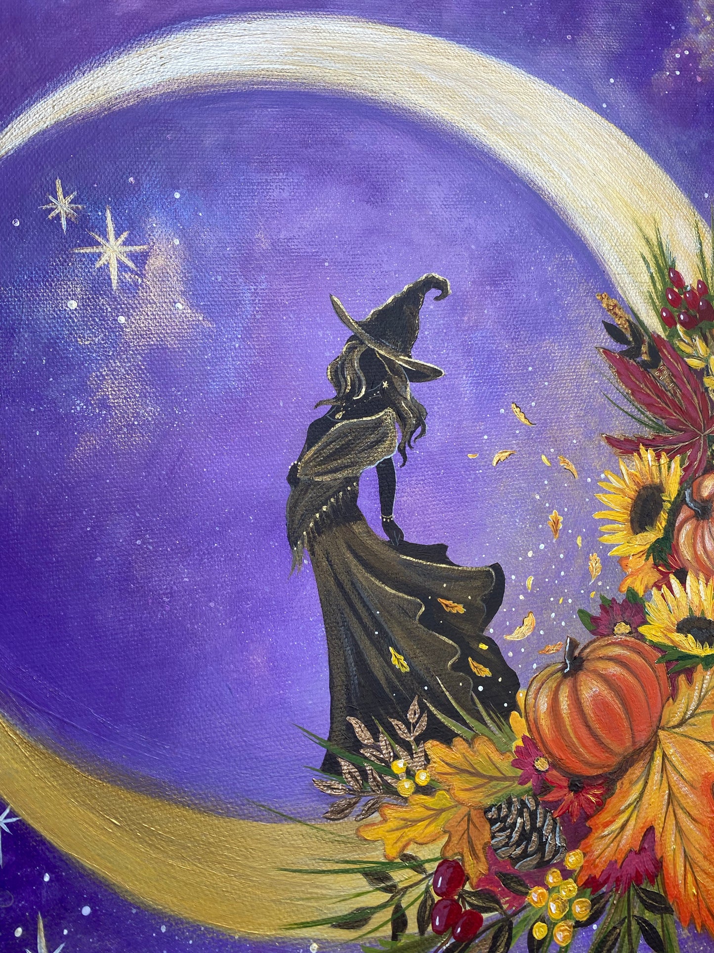 Autumn Witch Original Canvas Painting 16”x20”
