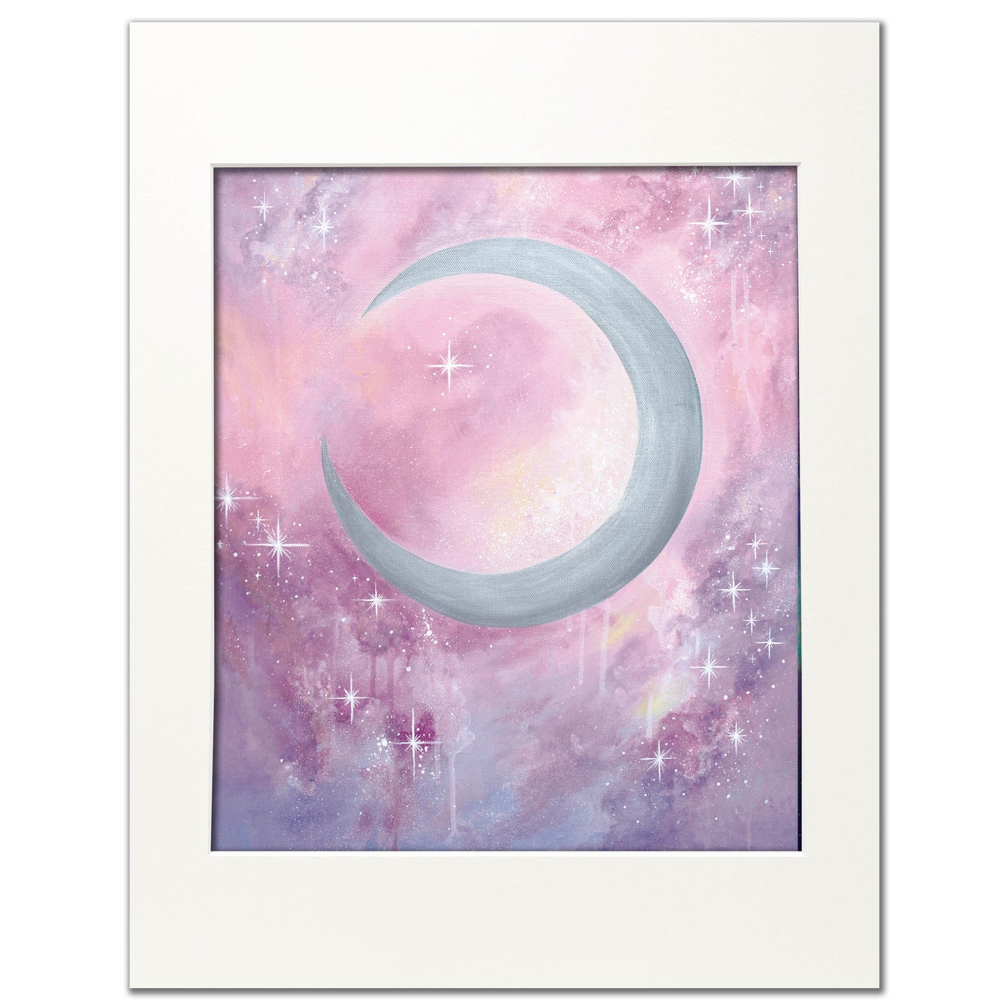 Crescent Moon Blush pink and Grey- Custom Portrait