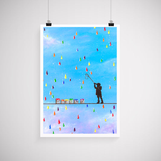 When it rains look for Rainbow drops A3 Print