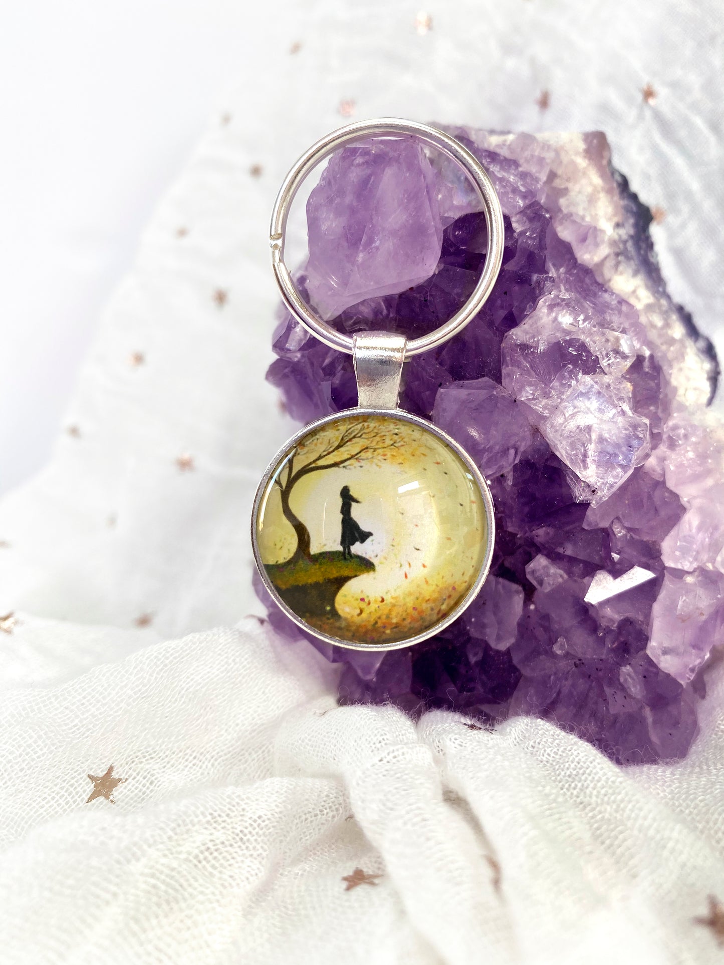 Go with the Flow Glass Pendant Keyring