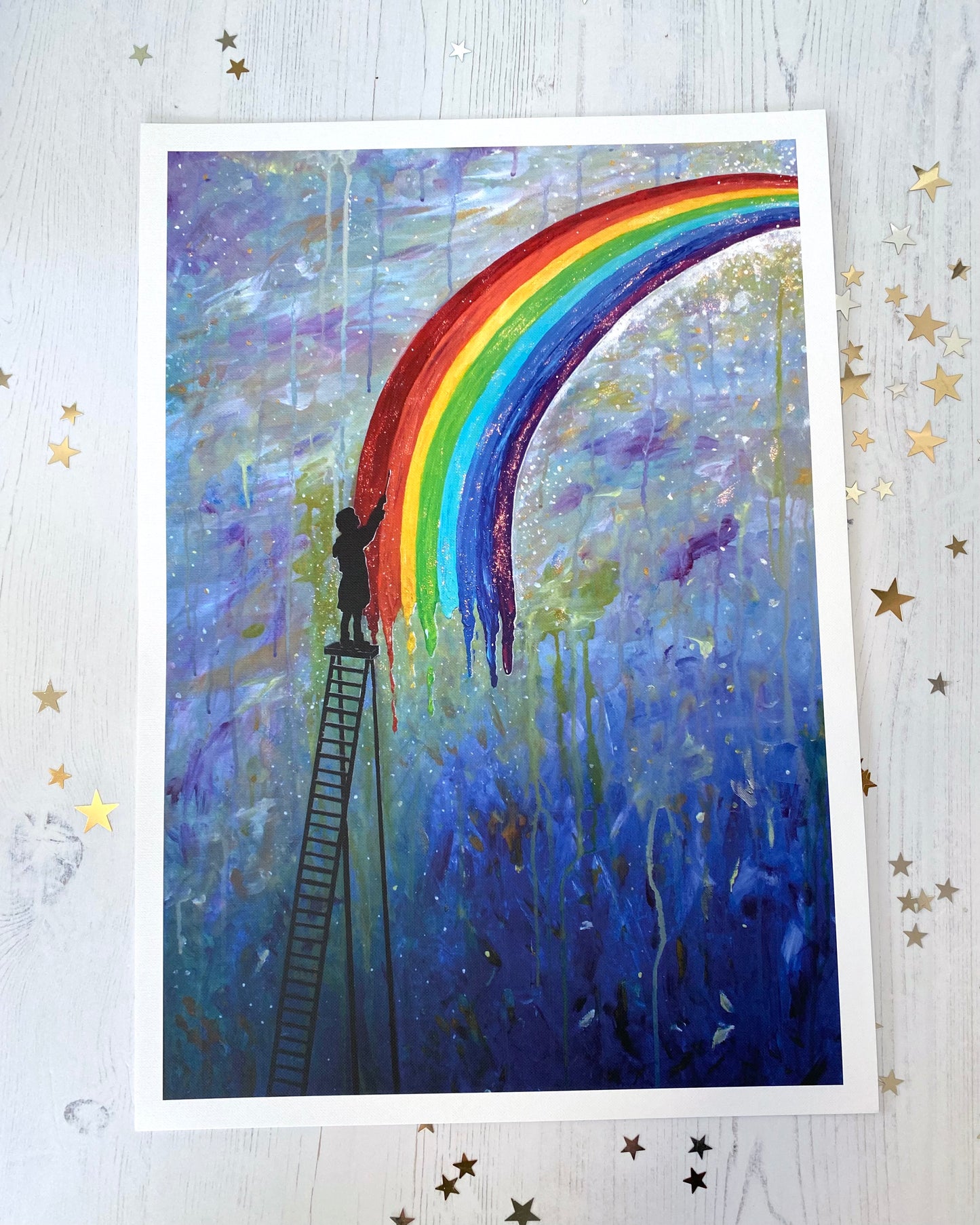 Paint Rainbows A3 Hand Embellished Print
