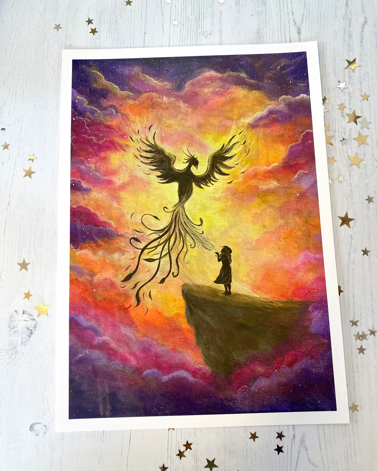 Little Phoenix A3 Hand Embellished Print