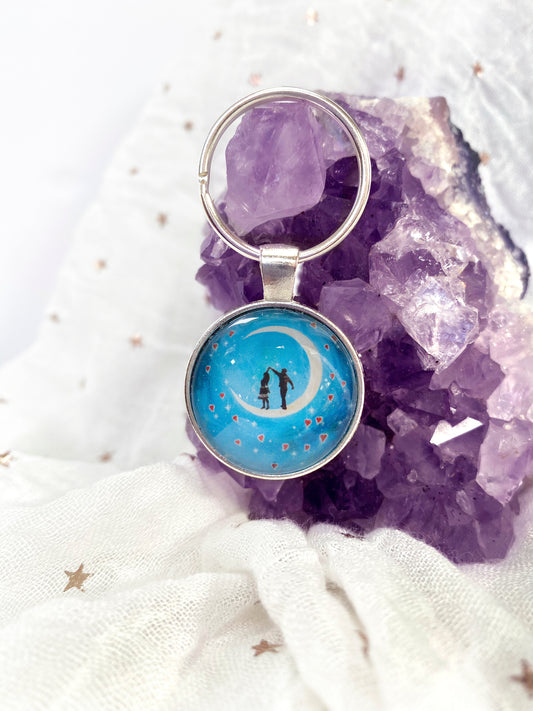 Love is in the Air Glass Pendant Keyring