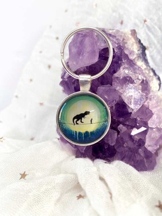 Rex and Me Glass Pendant Keyring