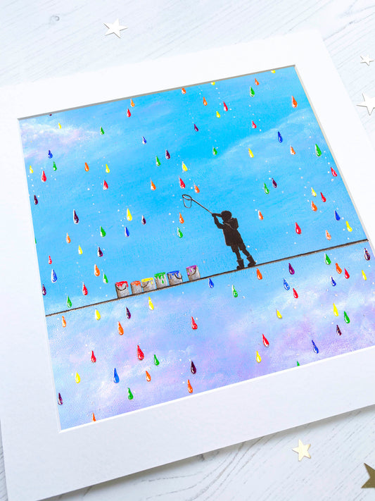When It Rains Look For Rainbow Drops Mounted Print